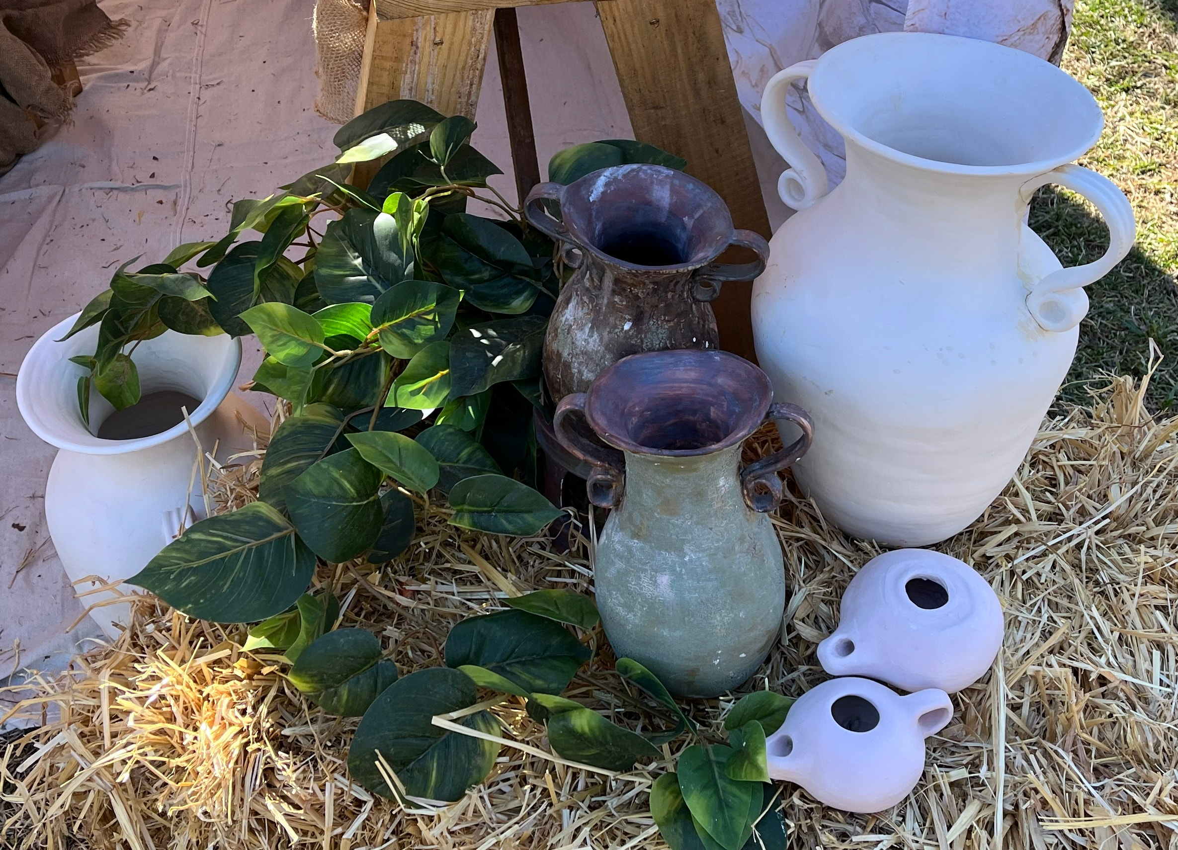 Group pottery class with guests creating together