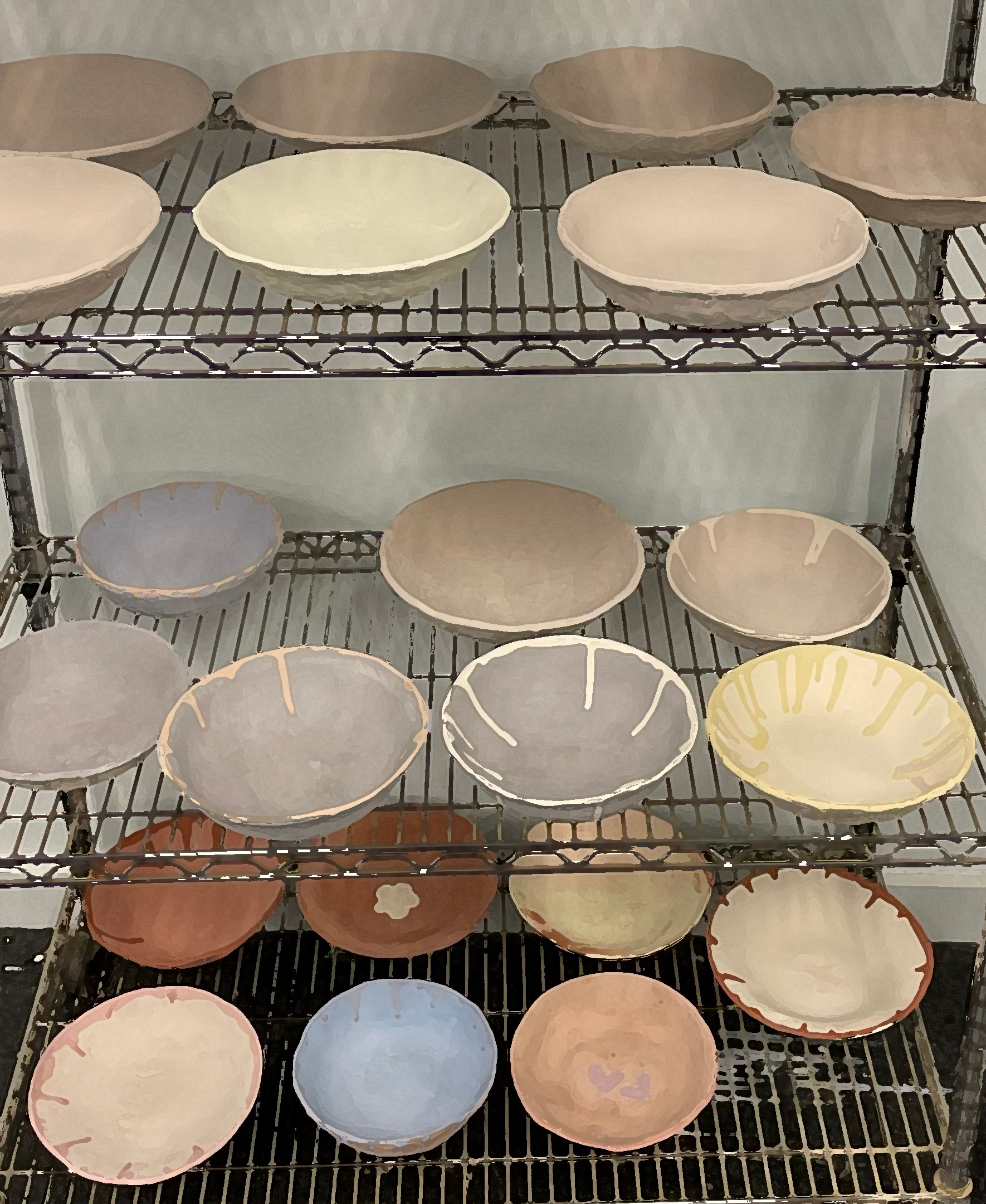Warm and cozy pottery studio interior